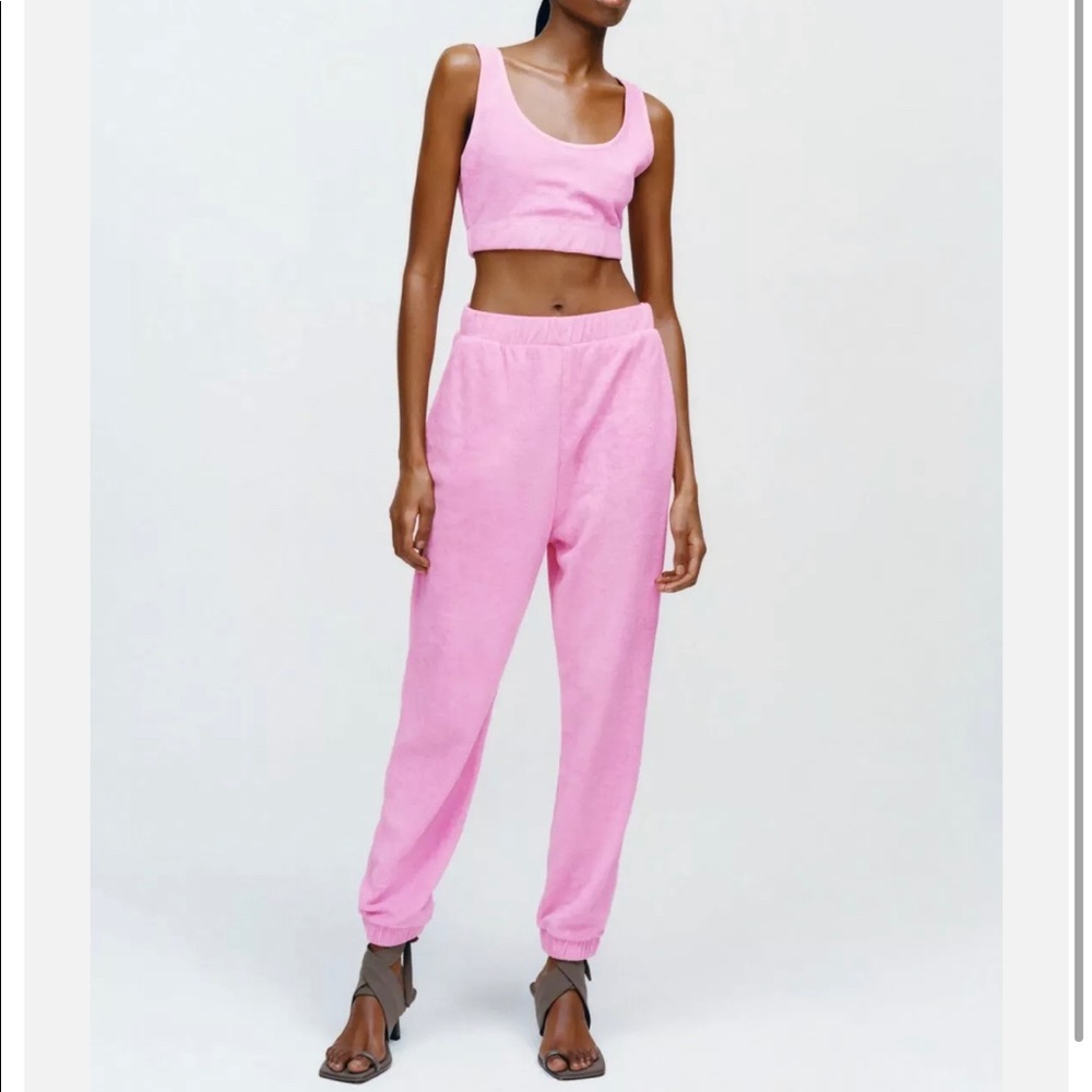Zara Pink Terrycloth Jogging Trouser Pants
